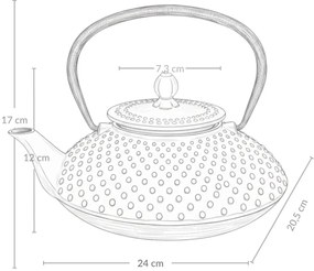 Czajnik żeliwny z zaparzaczem MIKA, 1250 ml