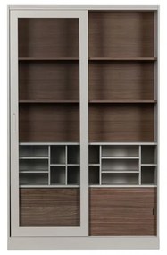 Jasnoszara witryna z litego drewna sosnowego z drzwiami przesuwnymi 125x200 cm James – WOOOD