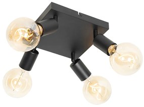 Nowoczesny reflektor czarny kwadratowy 4-światłowy - Facil Nowoczesny Oswietlenie wewnetrzne