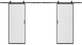 Drzwi przesuwne naścienne podwójne - aluminium i matowe szkło hartowane - 2 x wys. 205 x szer. 73 cm - LINCI II