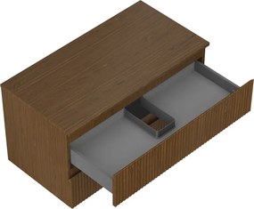 Mexen Rivel szafka łazienkowa podumywalkowa 90 cm z blatem, 2 szuflady, ryflowana , orzech - 91A20-09047-2-BFFC86