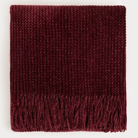 Koc szenilowy CHENILLE burgundowy 130x170cm HOMLA