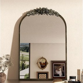 Lustro łukowe metalowe - dł. 60,5 x wys. 91,6 cm - złote Lustro ścienne designerskie