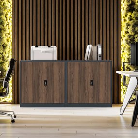 Metalowa szafka do gabinetu BEATA, 900 x 930 x 400 mm, Eco Design: antracytowa/ orzech