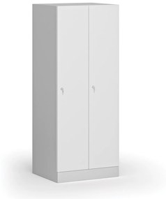 Szafa ubraniowa obniżona, 2-drzwiowa, 1500 x 600 x 500 mm, zamek cylindryczny, drzwi laminowane, biała