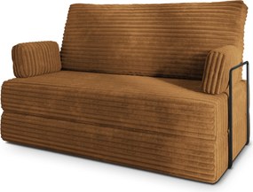 Masseno Sofa piankowa LADIA z funkcją spania, Kanapa z pianki do salonu, Bezmontażowa, Tkanina sztruksowa – Miedziany TILIA 56
