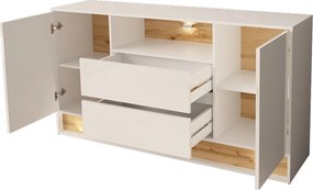 Komoda pokojowa z oświetleniem Vision 2 biały/dąb wotan
