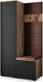Masseno Garderoba LORI 95/181/51 cm Nowoczesna Szafa do Przedpokoju Dąb lefkas, MONOLITH 29 (Brązowy)