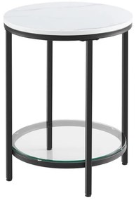 Stolik boczny ERIC z marmurowym wzorem, 45x55cm, czarno/biała Vasagle