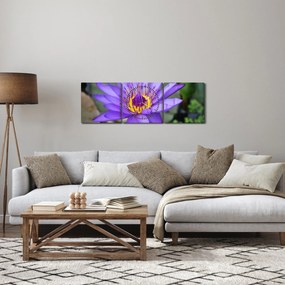 Obraz - Fioletowy kwiat (z zegarem) (90x30 cm)