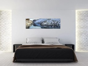 Obraz - zimowy krajobraz z jeziorem (170x50 cm)