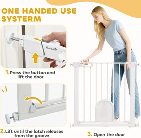 PawHut bramka dla zwierząt, regulowana, z małymi drzwiczkami, metal, plastik, biały