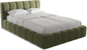 Łóżko 160 x 228 - z weluru - oliwkowy - NALU
