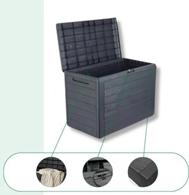 Pojemnik do przechowywania WOODEBOX, 190L,78x44x55cm, antracytowa Prosperplast