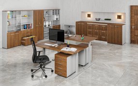 Szafa biurowa z drzwiami niskimi PRIMO GRAY, 800 x 500 x 1781 mm, szary/orzech