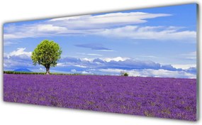 Szkło do Kuchni na Ścianę Lawendowy Zmierzch pod Drzewem