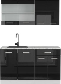 Kuchnia pojedyncza czarny wysoki połysk/biały 140x60x81.6 r-line