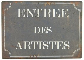 Metalowa tabliczka 21x15 cm Entrée des Artistes – Antic Line
