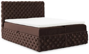 Brązowe łóżko tapicerowane z pojemnikiem 5 rozmiarów R5-T48