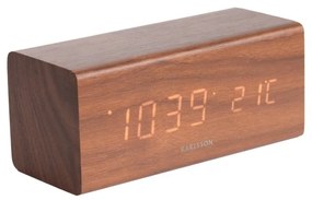 Budzik w dekorze drewna Karlsson Block, 16x7,2 cm
