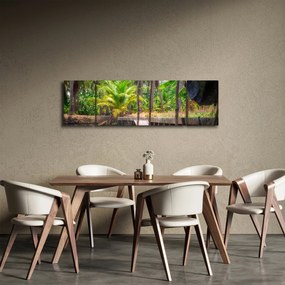 Obraz - Drewniana łódź na kanale, Tajlandia (170x50 cm)