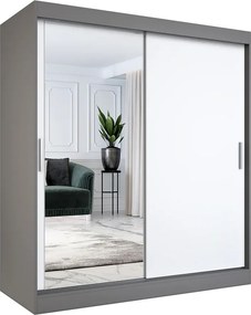 Szafa przesuwna antracyt + biały 180 cm N2-P55