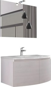 Mobilny sospeso da rovere szary „Ettore” 2-miejscowy ze specchio LED i zlewem ceramicznym cm 80x49 42h