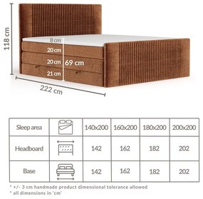Ciemnozielone łóżko kontynentalne ze schowkiem 180x200 cm Bergamo – Maison de Rêve