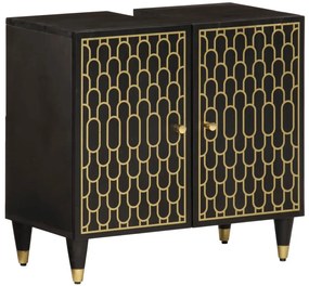 Czarna drewniana szafka stojąca pod umywalkę retro A3-M11