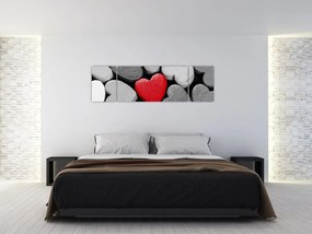 Obraz drewnianych serc (170x50 cm)
