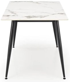 Stół EMILIO 140x80 biały marmur/czarny HALMAR
