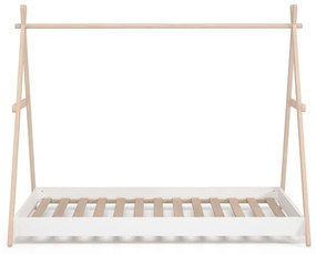 Białe łóżko dziecięce w kształcie domku z drewna sosnowego 90x200 cm Trufa – Marckeric