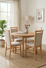 Drewniane krzesło w stylu klasycznym dąb artisan + beżowy H2-R85