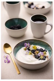 Biało-zielona kamionkowa miska 400 ml Gastro White/Green – Bitz