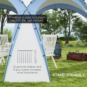 Outsunny Event Shelter 3,5 x 3,5m Pawilon z Hakiem Wodoodporny Zimowy Ogród Pawilon Jasnoniebieski
