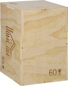 HOMCOM Plyo Box, skrzynia do skoków z drewna, platforma plyometryczna z uchwytem do domu, 45 x 40 x 60 cm, naturalne drewno