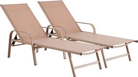 Zestaw 2 metalowych lezaków ogrodowych "Farniente" -Brązowy