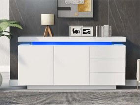Nowoczesny bufet z LED - 2 drzwi i 3 szuflady - Biały
