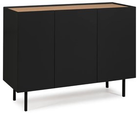 Czarno-naturalna niska komoda w dekorze dębu 110x85 cm Arista – Teulat