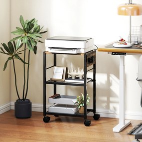 HOMCOM Mobilna podstawka pod drukarkę z gniazdkami portami USB i USB-C do 40 kg rustykalny brąz | Aosom PL