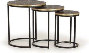 Zestaw 3 stołów plateau bronze et piètement metal