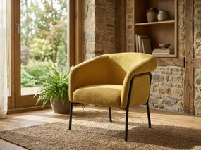 Designowy fotel CLOVER BREGO, musztardowy