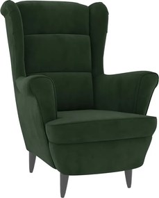 Ciemnozielony tapicerowany welurem fotel W1-R98