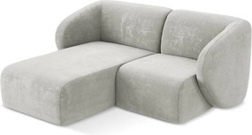 Jasnoszary narożnik z tkaniny szenilowej (lewostronny/z szezlongiem) Lani – Makamii