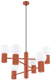 Żyrandol HALO 6 ochra czerwona ryflowana SOLLUX  LIGHTING