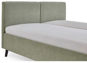 Jasnozielone tapicerowane łóżko dwuosobowe ze stelażem 160x200 cm Piano – Meise Möbel