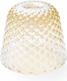 Dyfuzor szklany bursztynowy do lamp wiszących - wykończenie przezroczyste, wzór dekoracyjny, oprawka E27 (duże szkło) śr. 25 x 21,5