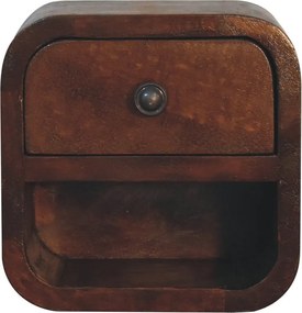 Szafka nocna Extra Mini z klonu Artisan Furniture z otwartą półką, 1 szuflada, ciemnobrązowa