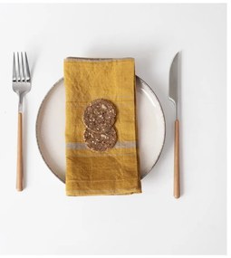 Serwetki lniane zestaw 2 szt. Amber Bronze Stripes – Linen Tales