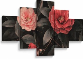 Obraz - Czerwone kwiaty na ciemnym tle (125x70 cm)